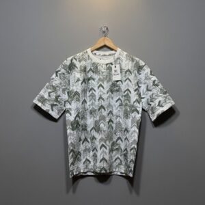 Wearix cool grey wash vertical print performance t-shirt.