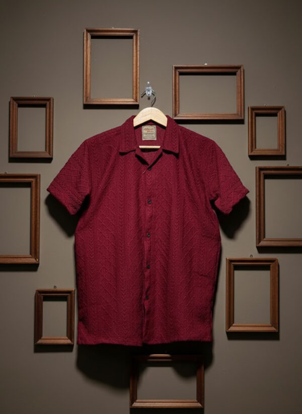 deep maroon textured knit resort collar shirt.jpg